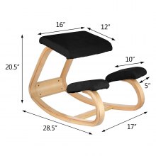 VEVOR Silla ergonómica de madera para arrodillarse Cojín de asiento con memoria Cuerpo de alivio Negro