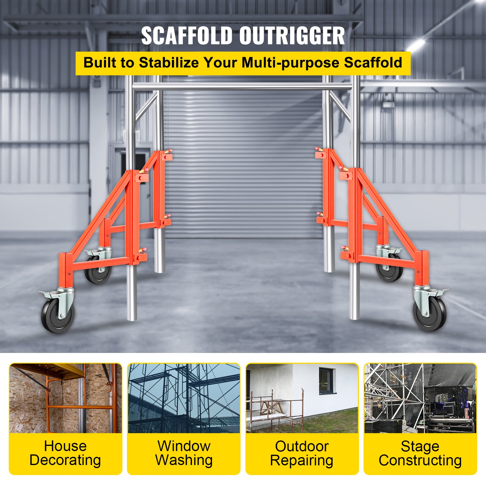 VEVOR Andamio Outrigger Outrigger Set 18" x 18" 4 piezas con pasador de bloqueo y ruedas