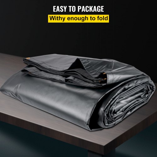 Lonas de cama plana VEVOR, lona de camión de plataforma plana de 18 oz, lona de madera de polietileno de 16 x 16 pies, lona de remolque resistente negra con anillos en D de acero inoxidable para camiones, furgonetas, botes pequeños, maquinaria y materiales para exteriores