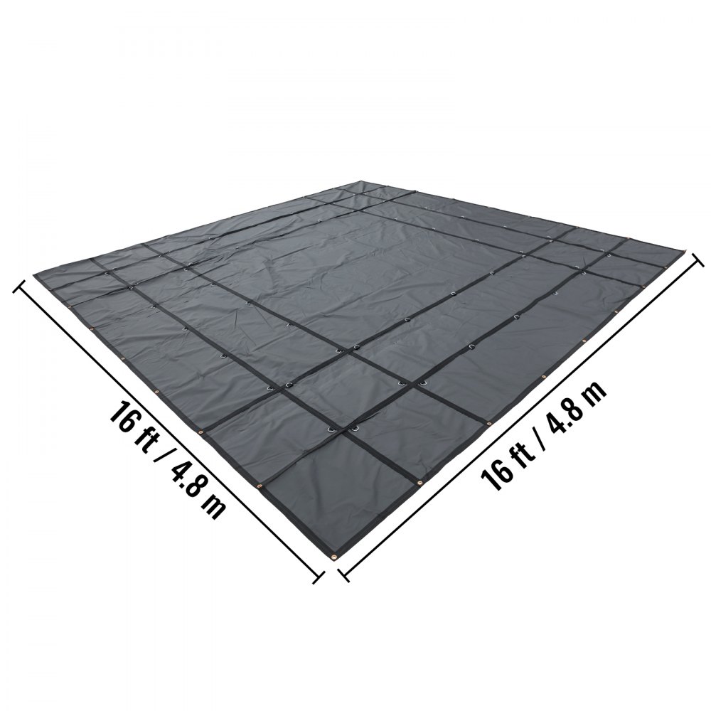 Lonas de cama plana VEVOR, lona de camión de plataforma plana de 18 oz, lona de madera de polietileno de 16 x 16 pies, lona de remolque resistente negra con anillos en D de acero inoxidable para camiones, furgonetas, botes pequeños, maquinaria y materiales para exteriores