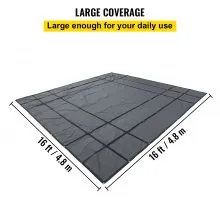 Lonas de cama plana VEVOR, lona de camión de plataforma plana de 18 oz, lona de madera de polietileno de 16 x 16 pies, lona de remolque resistente negra con anillos en D de acero inoxidable para camiones, furgonetas, botes pequeños, maquinaria y materiales para exteriores