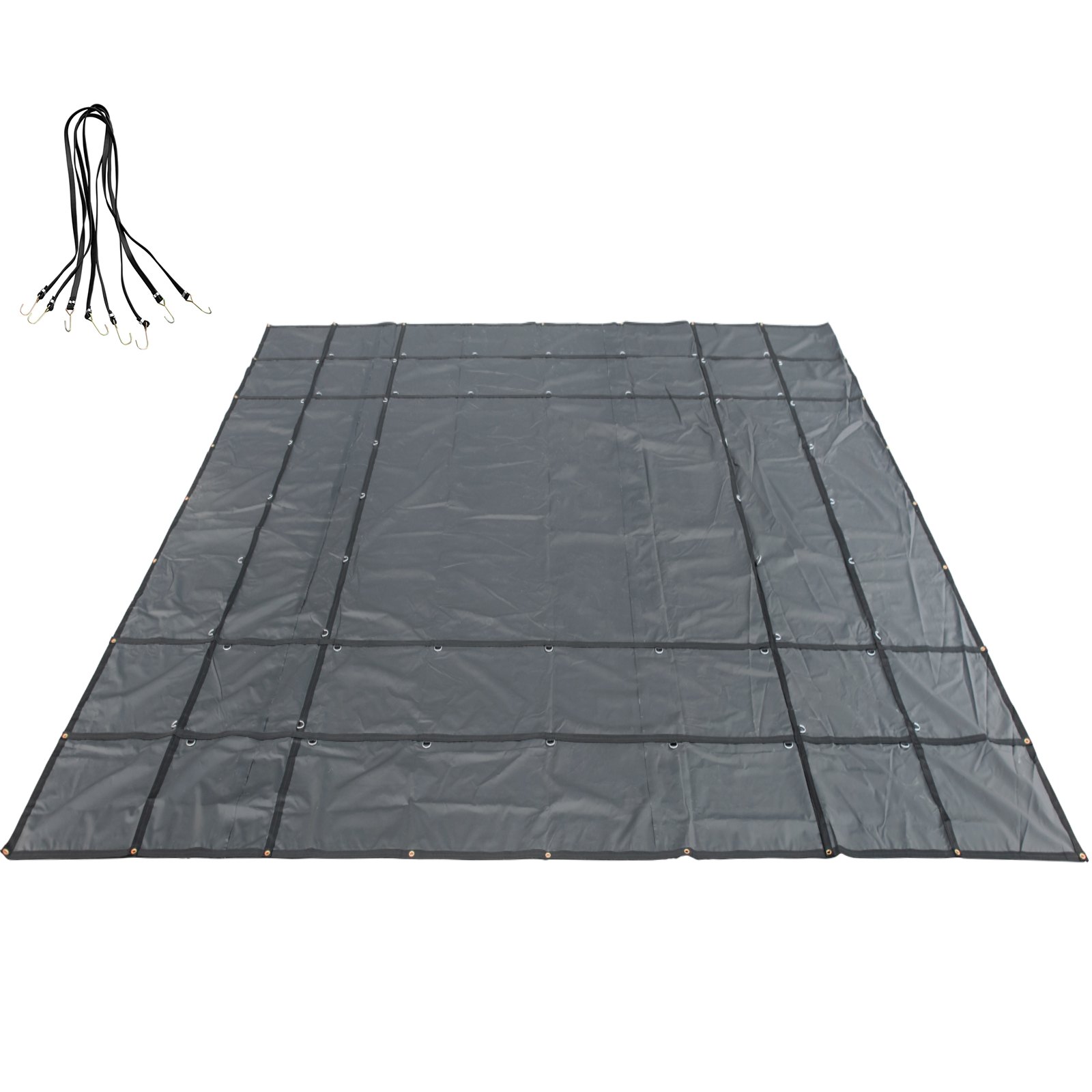 Lonas de cama plana VEVOR, lona de camión de plataforma plana de 18 oz, lona de madera de polietileno de 16 x 16 pies, lona de remolque resistente negra con anillos en D de acero inoxidable para camiones, furgonetas, botes pequeños, maquinaria y materiales para exteriores