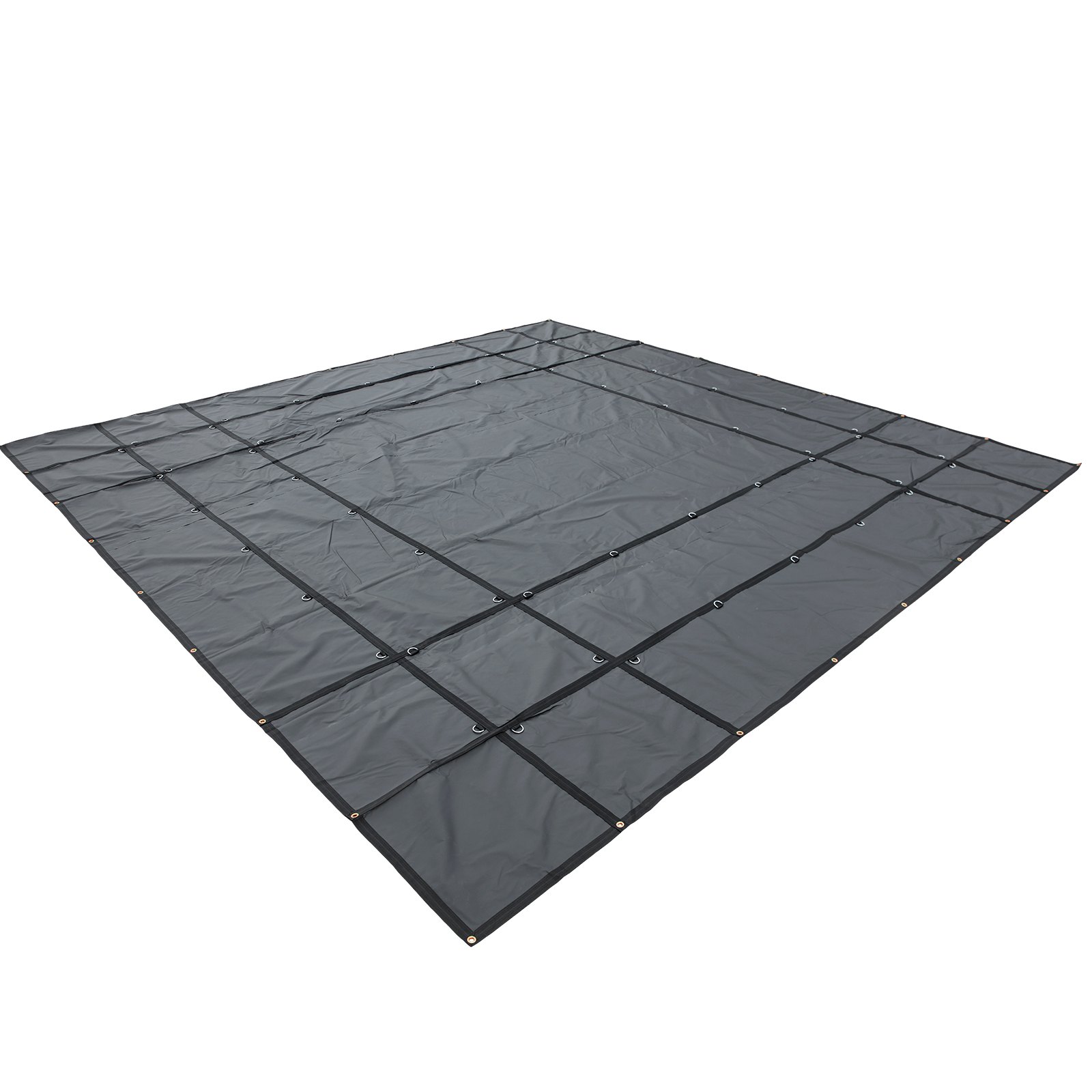 Lonas de cama plana VEVOR, lona de camión de plataforma plana de 18 oz, lona de madera de polietileno de 16 x 16 pies, lona de remolque resistente negra con anillos en D de acero inoxidable para camiones, furgonetas, botes pequeños, maquinaria y materiales para exteriores
