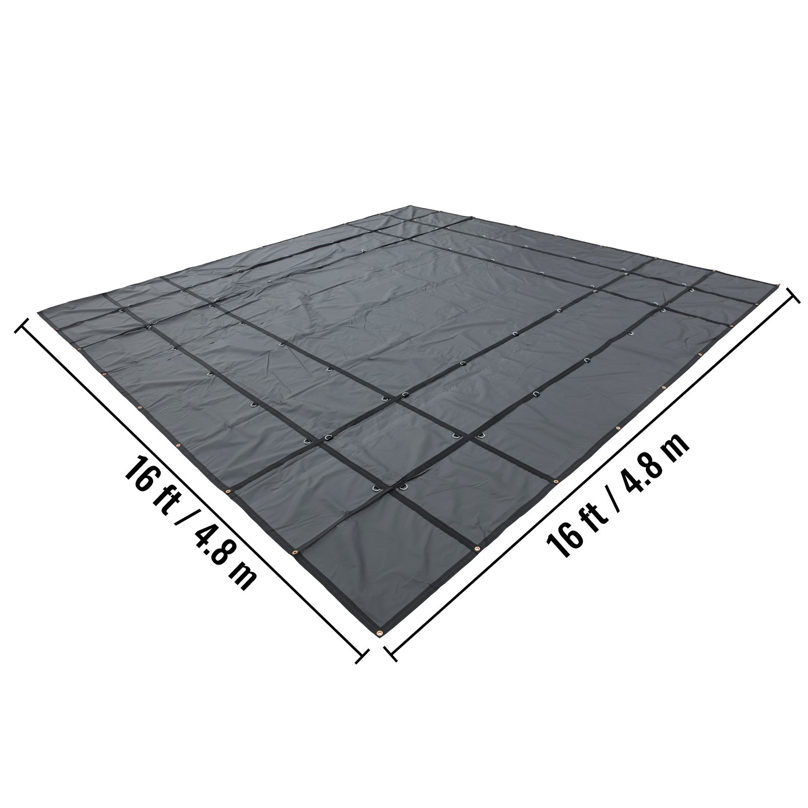 Lonas de cama plana VEVOR, lona de camión de plataforma plana de 18 oz, lona de madera de polietileno de 16 x 16 pies, lona de remolque resistente negra con anillos en D de acero inoxidable para camiones, furgonetas, botes pequeños, maquinaria y materiales para exteriores