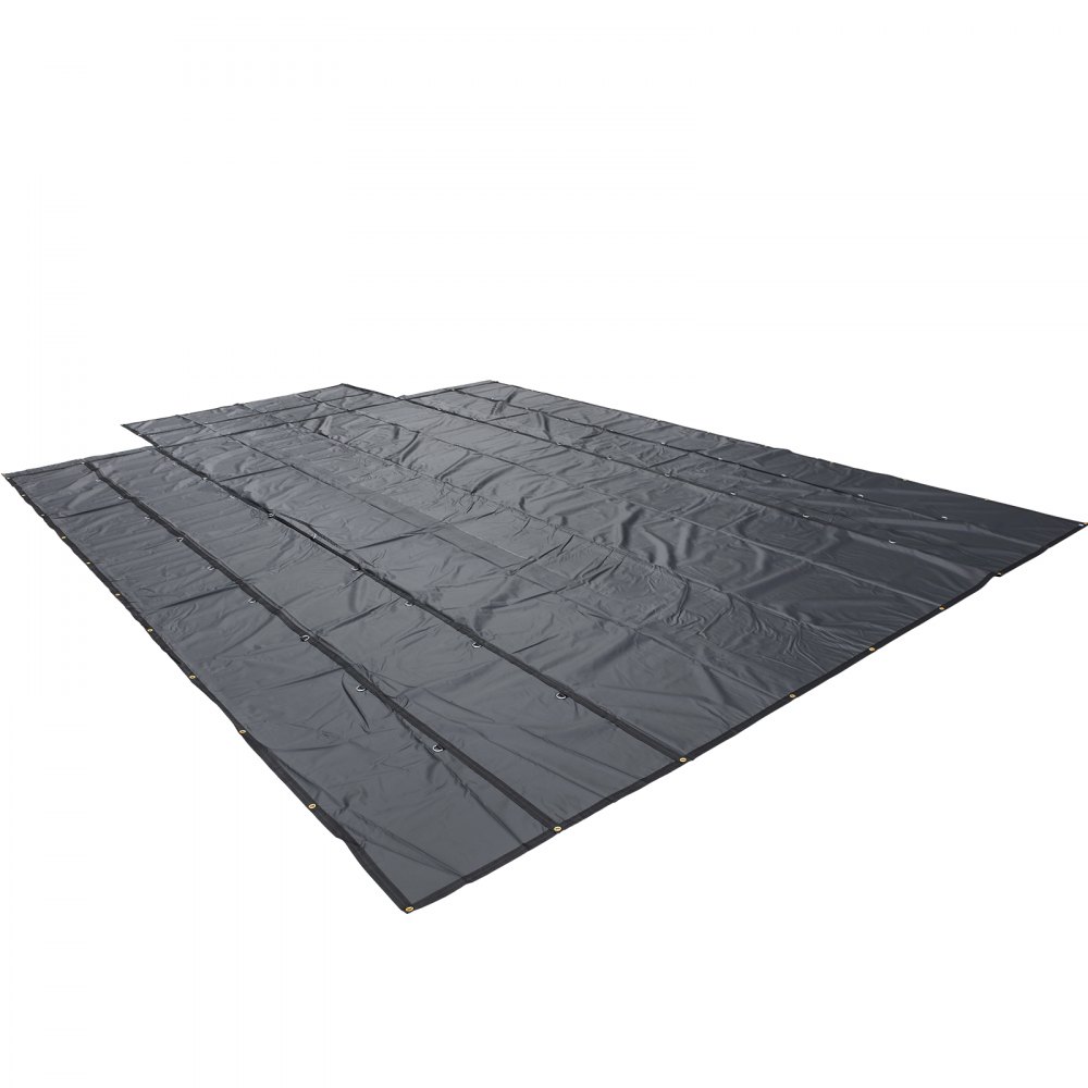 Lonas de cama plana VEVOR, lona de camión de cama plana de 18 oz, lona de madera de vinilo de 16x20 pies, lona de remolque negra resistente con anillos en D de acero inoxidable y una solapa para camiones, furgonetas, botes pequeños, maquinaria y materiales para exteriores