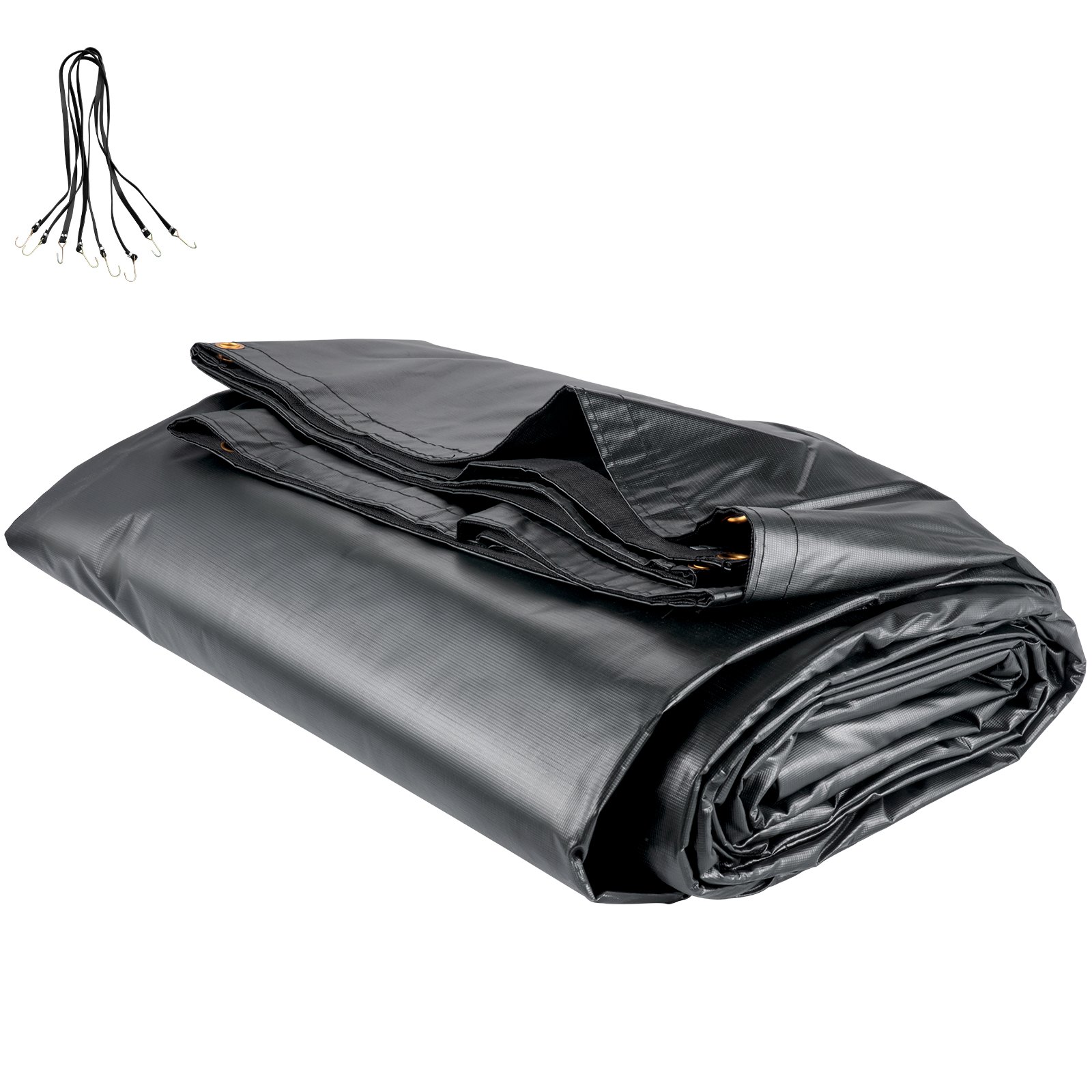 Lonas de cama plana VEVOR, lona de camión de cama plana de 18 oz, lona de madera de vinilo de 16x20 pies, lona de remolque negra resistente con anillos en D de acero inoxidable y una solapa para camiones, furgonetas, botes pequeños, maquinaria y materiales para exteriores