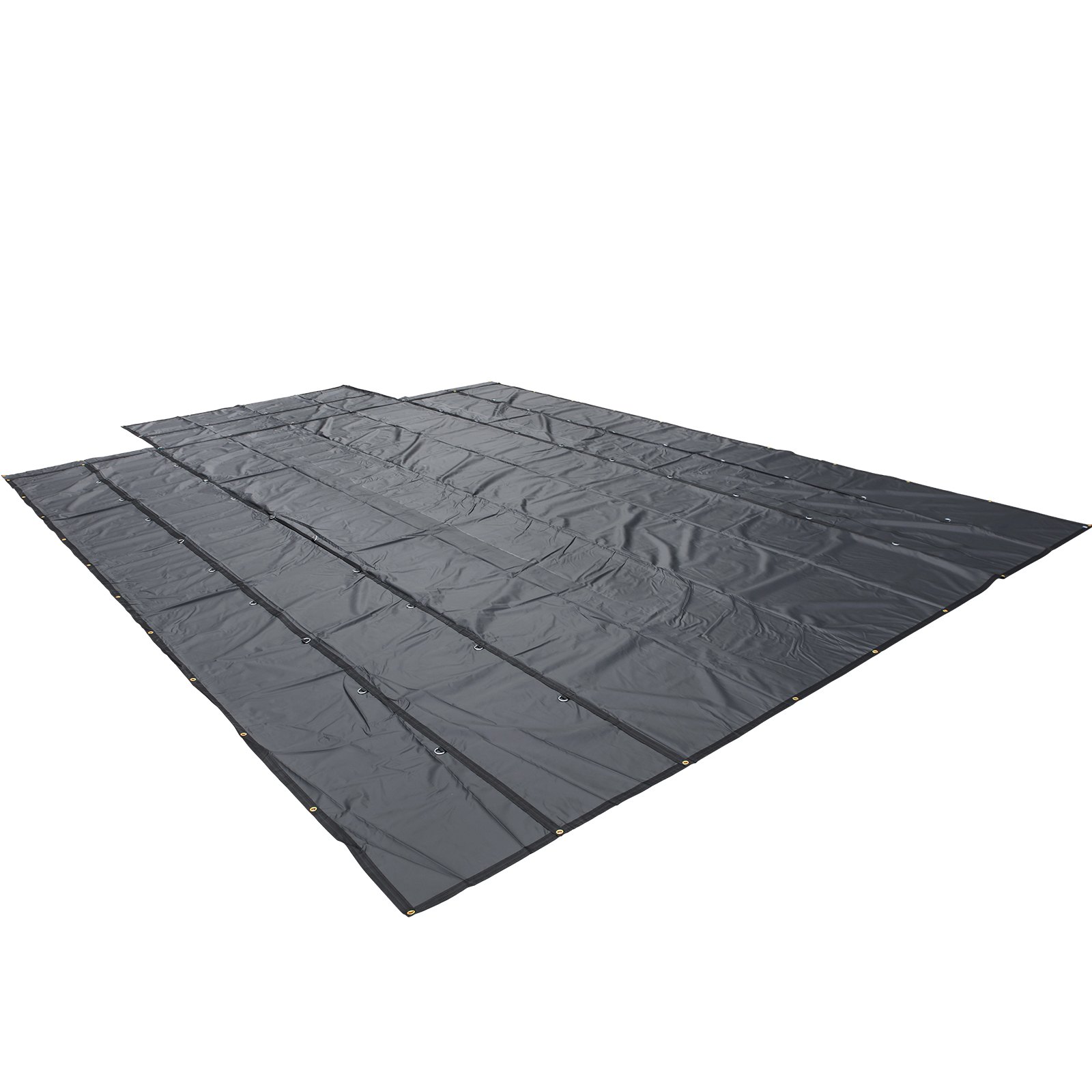 Lonas de cama plana VEVOR, lona de camión de cama plana de 18 oz, lona de madera de vinilo de 16x20 pies, lona de remolque negra resistente con anillos en D de acero inoxidable y una solapa para camiones, furgonetas, botes pequeños, maquinaria y materiales para exteriores