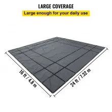 Lonas de cama plana VEVOR, lona de camión de plataforma plana de 18 oz, lona de madera de polietileno de 16 x 24 pies, lona de remolque resistente negra con anillos en D de acero inoxidable para camiones, furgonetas, botes pequeños, maquinaria y materiales para exteriores