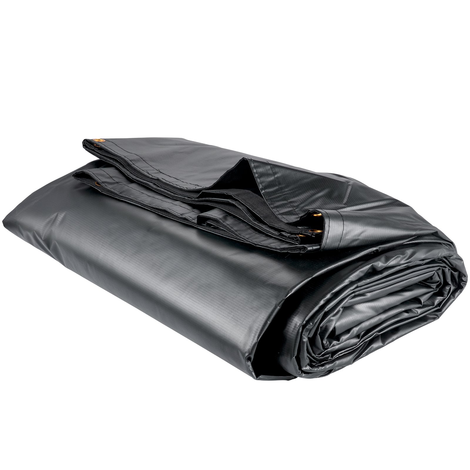 Lonas de cama plana VEVOR, lona de camión de plataforma plana de 18 oz, lona de madera de polietileno de 16 x 24 pies, lona de remolque resistente negra con anillos en D de acero inoxidable para camiones, furgonetas, botes pequeños, maquinaria y materiales para exteriores