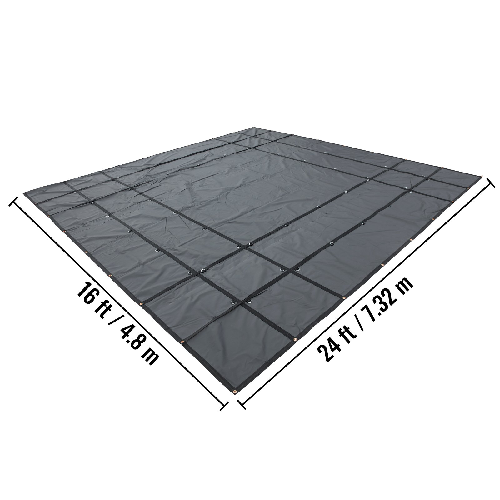 Lonas de cama plana VEVOR, lona de camión de plataforma plana de 18 oz, lona de madera de polietileno de 16 x 24 pies, lona de remolque resistente negra con anillos en D de acero inoxidable para camiones, furgonetas, botes pequeños, maquinaria y materiales para exteriores