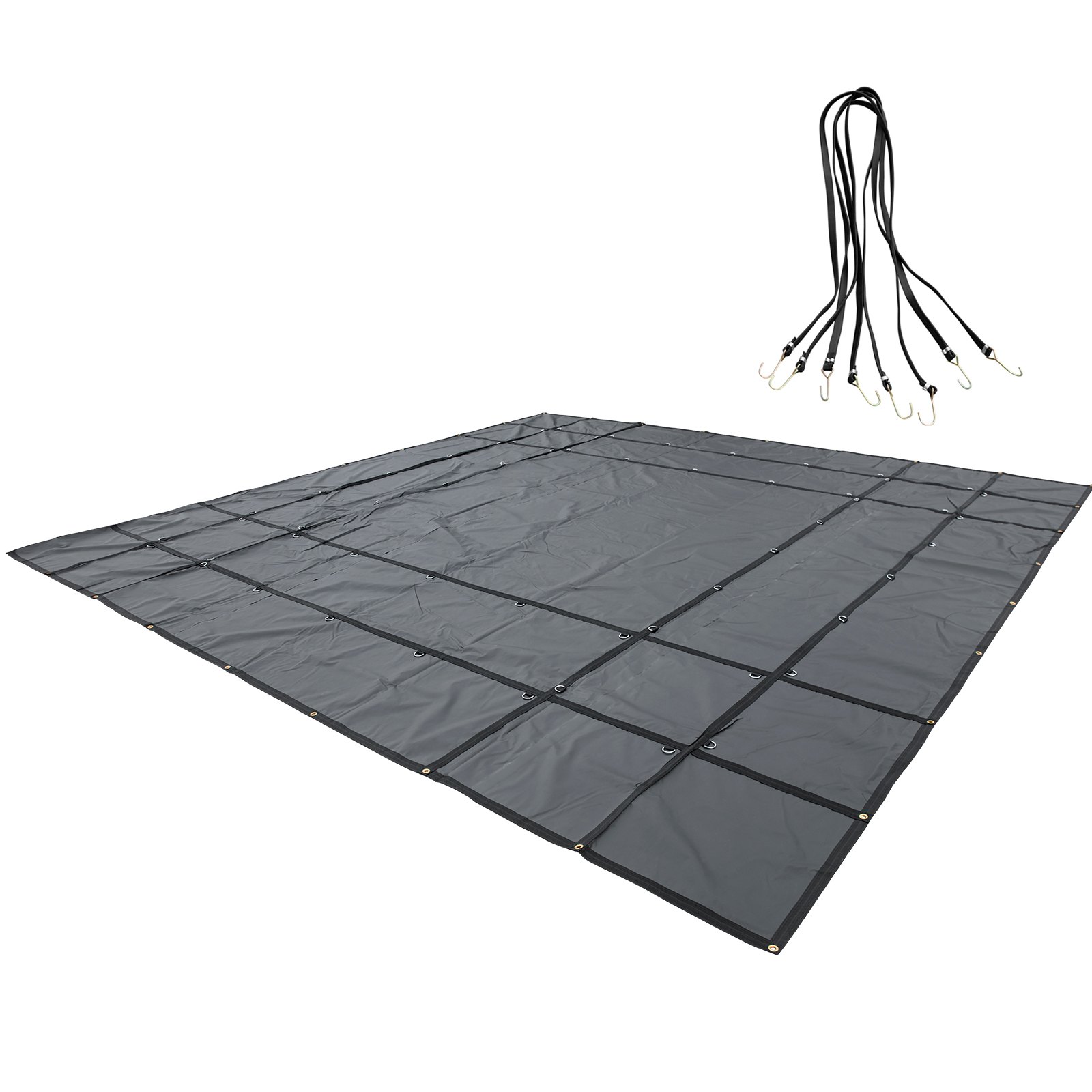 Lonas de cama plana VEVOR, lona de camión de plataforma plana de 18 oz, lona de madera de polietileno de 16 x 24 pies, lona de remolque resistente negra con anillos en D de acero inoxidable para camiones, furgonetas, botes pequeños, maquinaria y materiales para exteriores