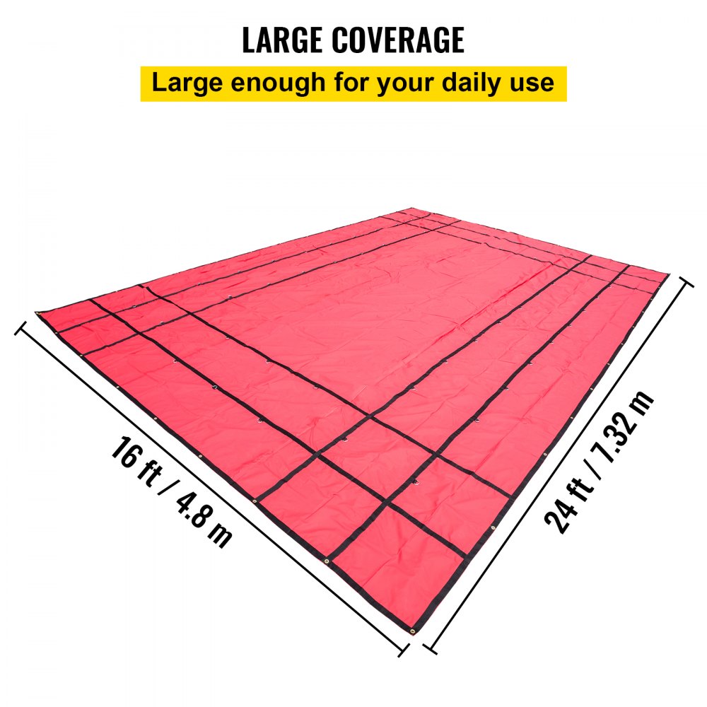 Lonas VEVOR para plataforma de camión de 18 oz, lona de polietileno para madera de 16 x 24 pies, lona roja resistente para remolque con anillas en D de acero inoxidable para camiones, furgonetas, embarcaciones pequeñas, maquinaria y materiales de exterior.