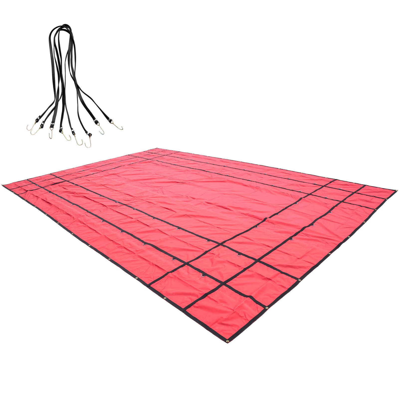 Lonas VEVOR para plataforma de camión de 18 oz, lona de polietileno para madera de 16 x 24 pies, lona roja resistente para remolque con anillas en D de acero inoxidable para camiones, furgonetas, embarcaciones pequeñas, maquinaria y materiales de exterior.