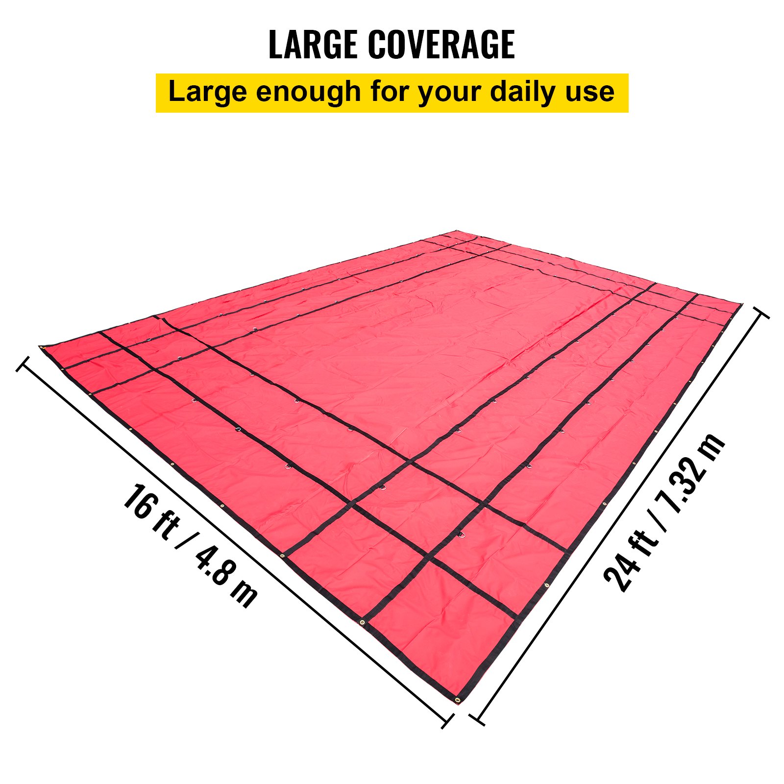 Lonas VEVOR para plataforma de camión de 18 oz, lona de polietileno para madera de 16 x 24 pies, lona roja resistente para remolque con anillas en D de acero inoxidable para camiones, furgonetas, embarcaciones pequeñas, maquinaria y materiales de exterior.