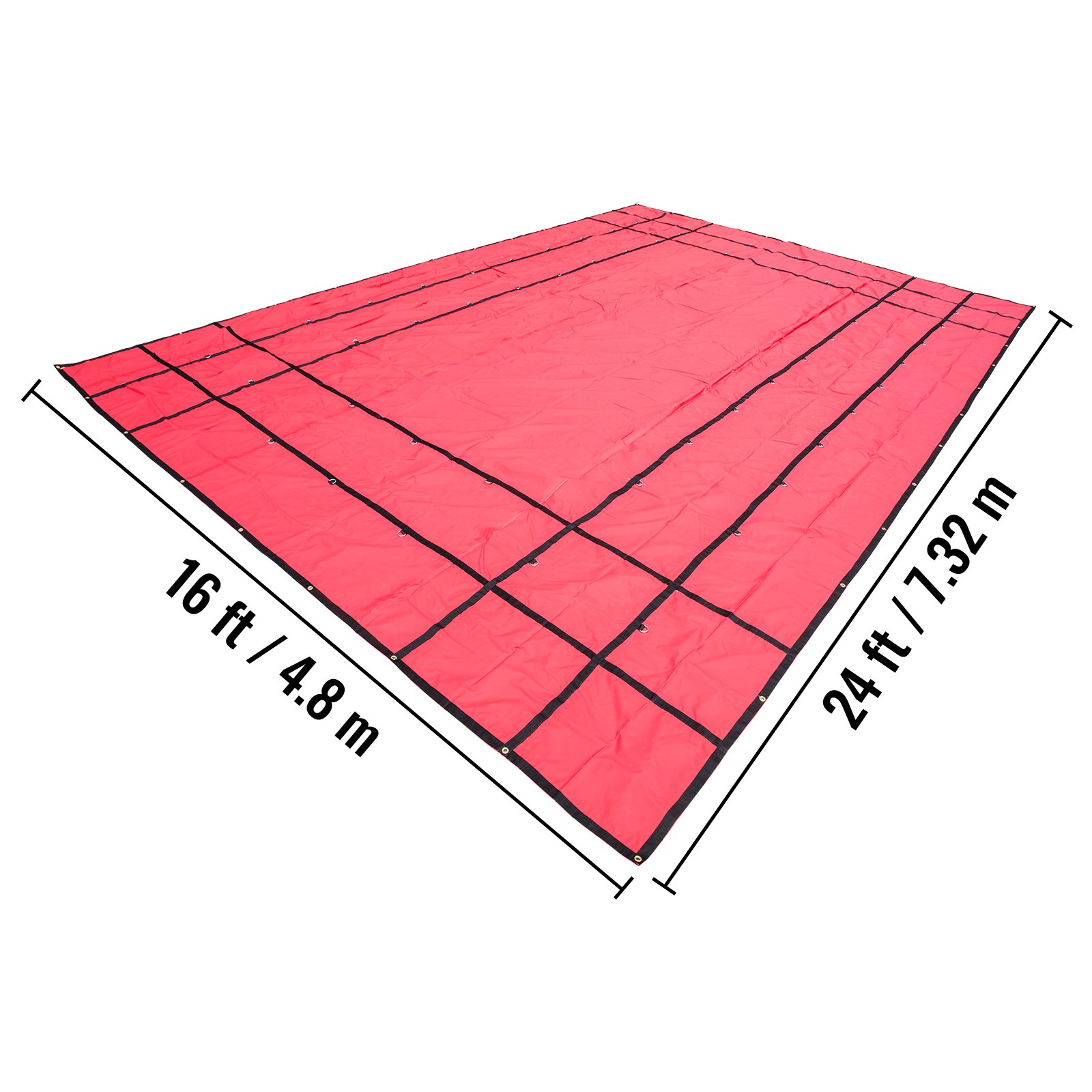 Lonas VEVOR para plataforma de camión de 18 oz, lona de polietileno para madera de 16 x 24 pies, lona roja resistente para remolque con anillas en D de acero inoxidable para camiones, furgonetas, embarcaciones pequeñas, maquinaria y materiales de exterior.