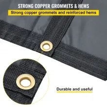 Lonas de cama plana VEVOR, lona de camión de cama plana de 18 oz, lona de madera de vinilo de 16 x 27 pies, lona de remolque resistente negra con anillos en D de acero inoxidable y una solapa para camiones, furgonetas, barcos, maquinaria y materiales para exteriores