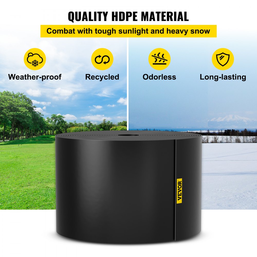 Borde para terraza VEVOR, 25 cm de profundidad y 12 m de longitud, tablero de HDPE reciclado en espiral, borde flexible para paisajismo, césped, jardín y patio, contra malezas invasoras, color negro