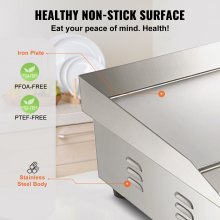 VEVOR Parrilla Eléctrica 1600W 21 Plancha de encimera eléctrica comercial Plancha de parrilla superior plana Placa caliente