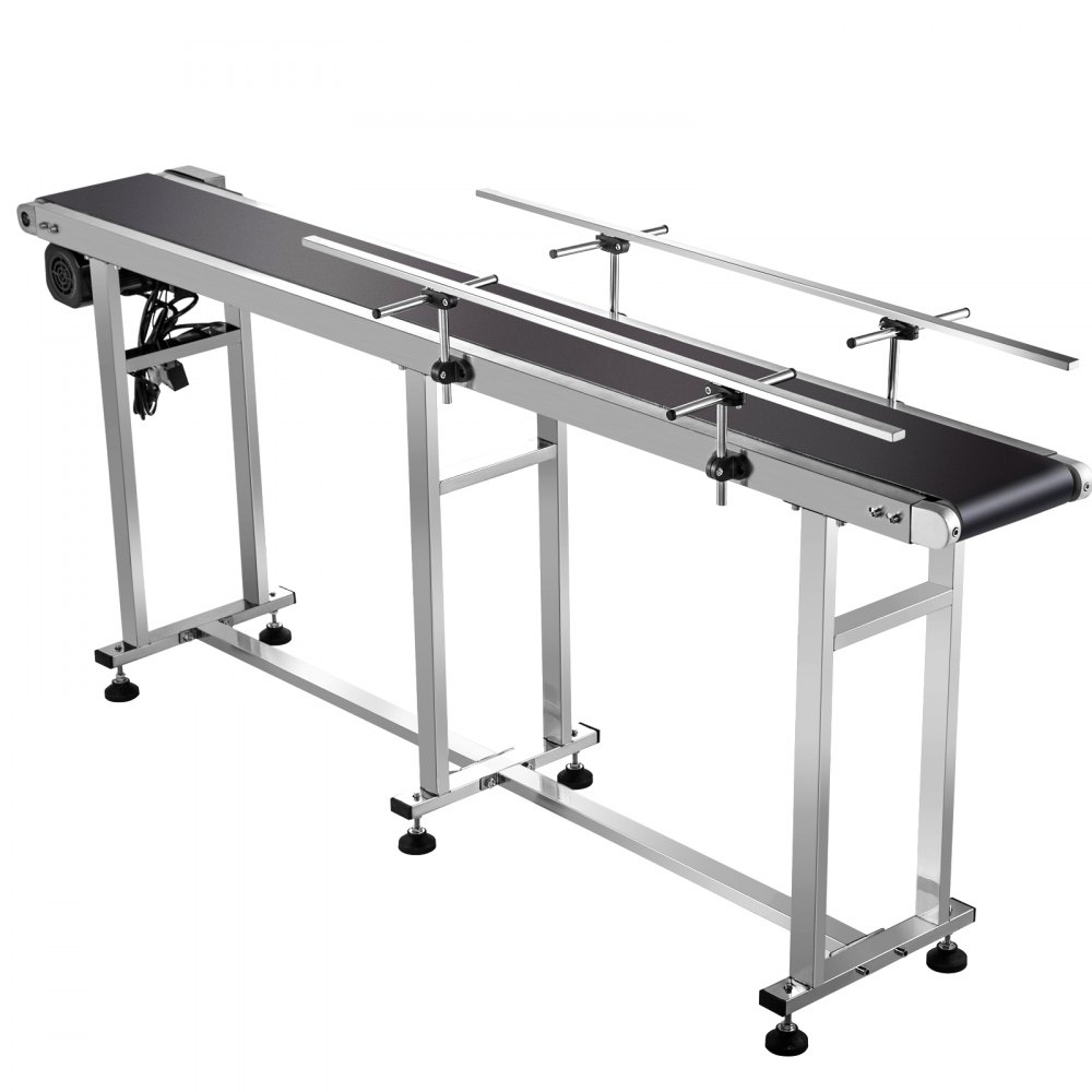 Cinta transportadora VEVOR de 71 pulgadas de largo, cinta transportadora de PVC de 7,8 pulgadas de ancho, transportador motorizado Transportador de transporte industrial, con barandas dobles Mesa transportadora ajustable antiestática Manipulación eléctrica