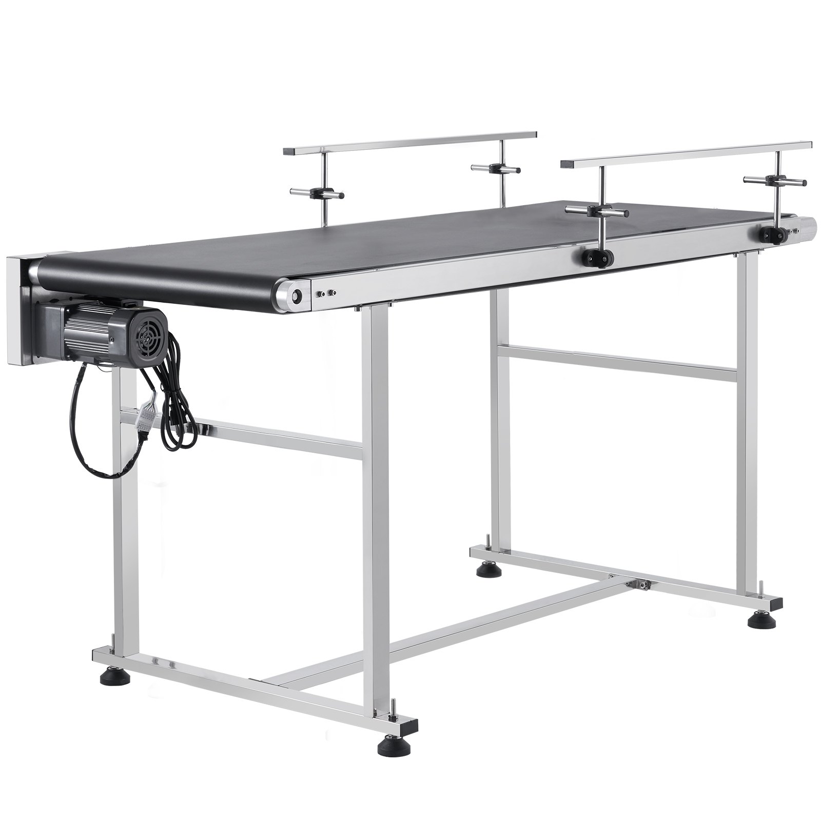 VEVOR Belt Conveyor, 59 x 19.7 inch Conveyor Table, Heavy Duty Stainless Steel Motorized Belt Conveyor for Inkjet Coding Applications Powered PVC Belt Anti-Static Adjustable Speed (Double Guardrail)