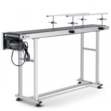 Transportador de banda VEVOR, mesa transportadora de 59 x 7,8 pulgadas, transportador de banda motorizado de acero inoxidable de alta resistencia para aplicaciones de codificación por inyección de tinta, banda de PVC motorizada, antiestática, velocidad ajustable (barandilla doble)