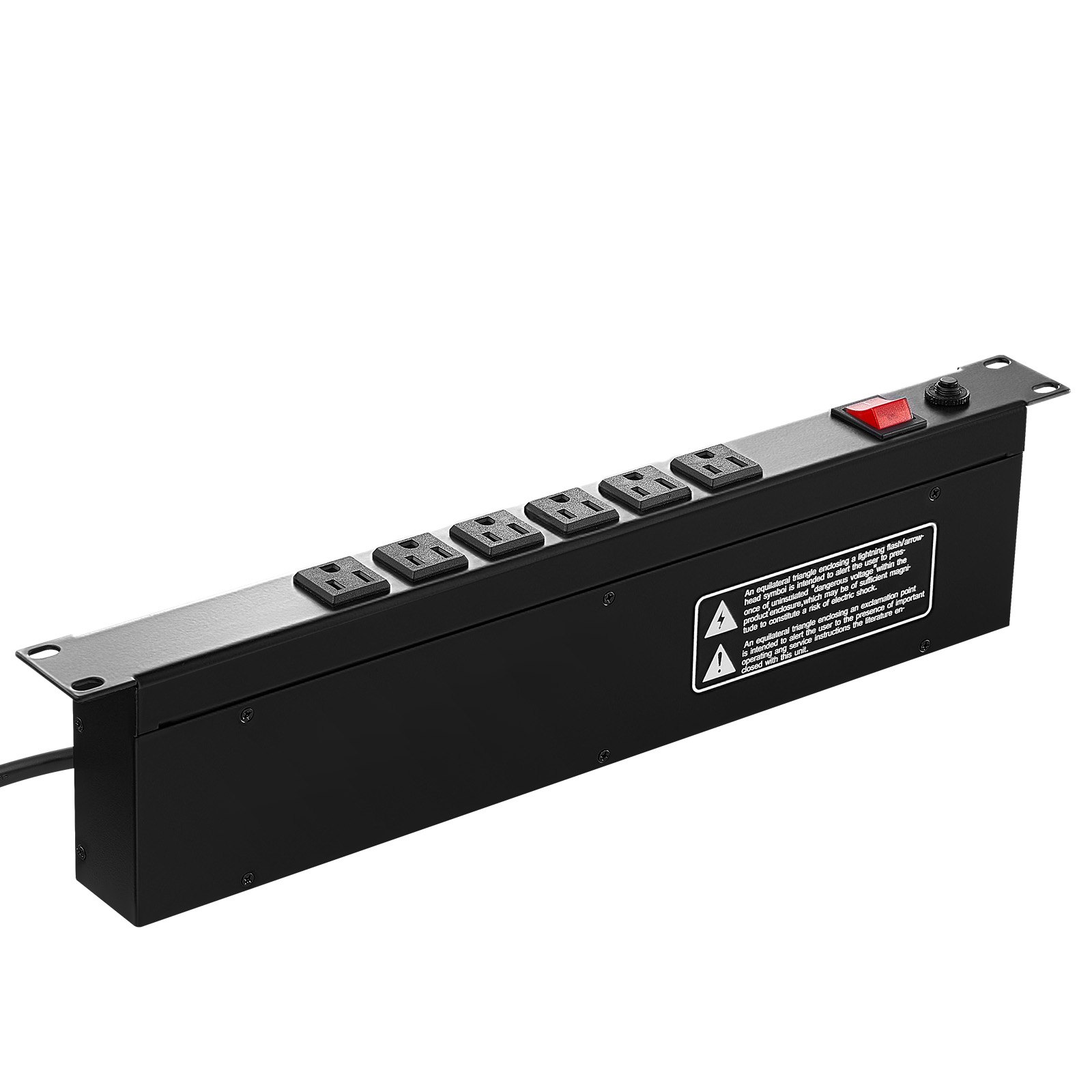 Regleta de alimentación de 19" 1U VEVOR con 12 tomas de corriente para montaje en rack y protección contra sobrecargas