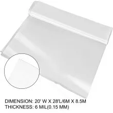 Película de invernadero VEVOR de 20 x 28 pies, película de polietileno de invernadero de 6 mil de grosor, película de plástico transparente para invernadero resistente a los rayos UV, película de polietileno que mantiene el calor, resistencia superior