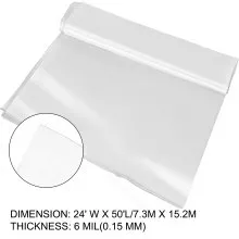 Película de invernadero VEVOR de 24 x 50 pies, película de polietileno de invernadero de 6 mil de grosor, película de plástico transparente para invernadero resistente a los rayos UV, película de polietileno que mantiene el calor, resistencia superior