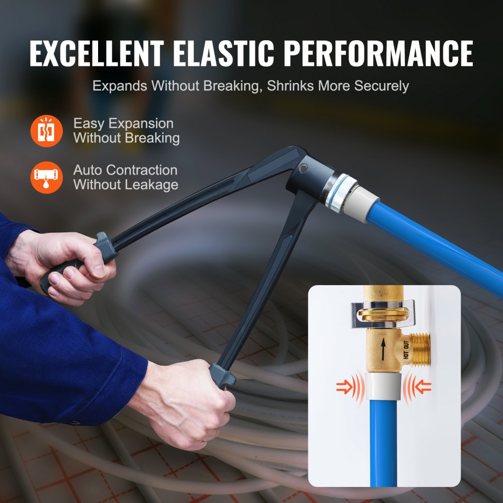 Tubería PEX VEVOR de 1/2 pulgada, 2 x 100 pies de largo, tubería flexible PEX-A para agua potable, líneas de agua PEX para agua caliente/fría y fácil restauración, aplicaciones de plomería con cortador gratuito, azul y rojo