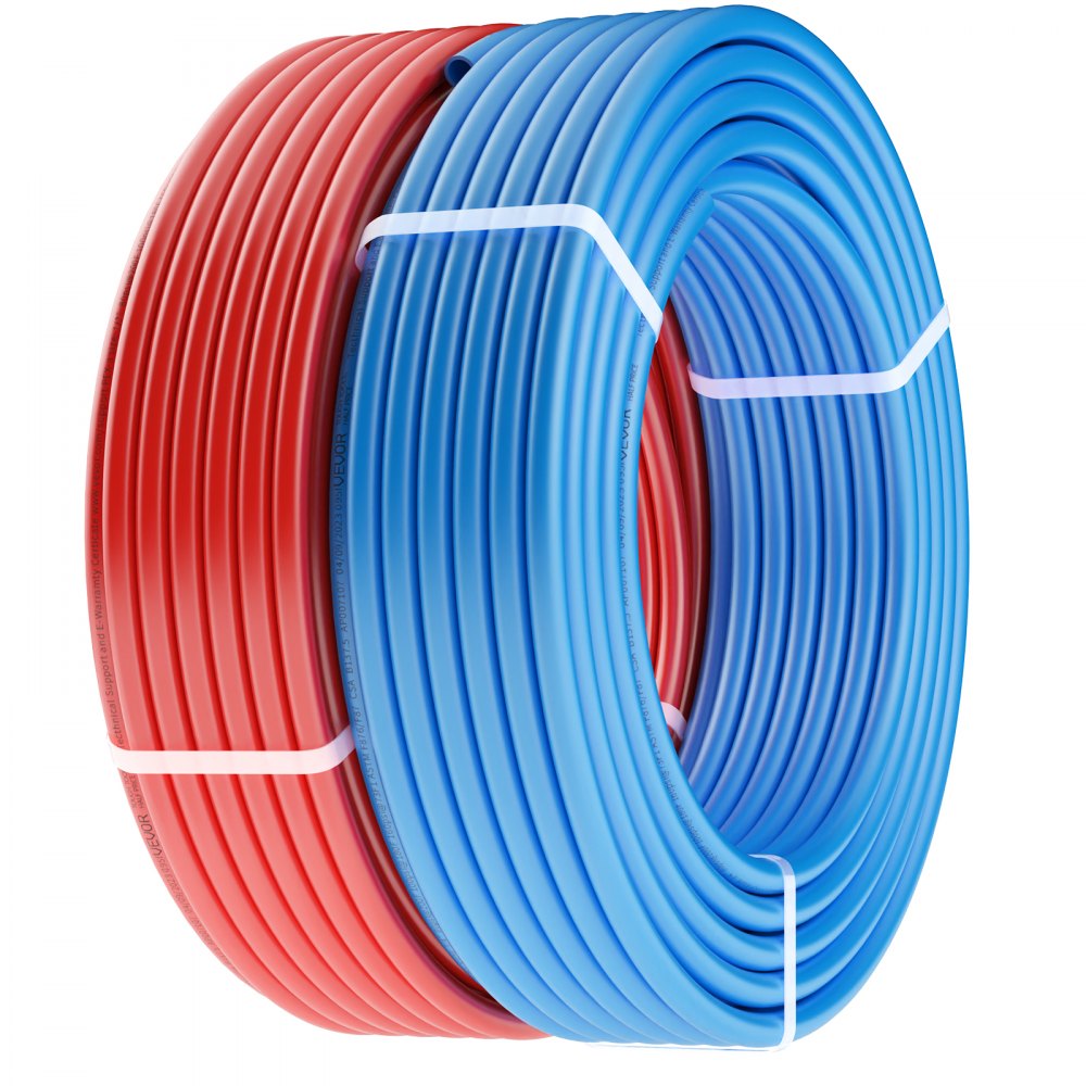 Tubería PEX VEVOR de 1/2 pulgada, 2 x 100 pies de largo, tubería flexible PEX-A para agua potable, líneas de agua PEX para agua caliente/fría y fácil restauración, aplicaciones de plomería con cortador gratuito, azul y rojo