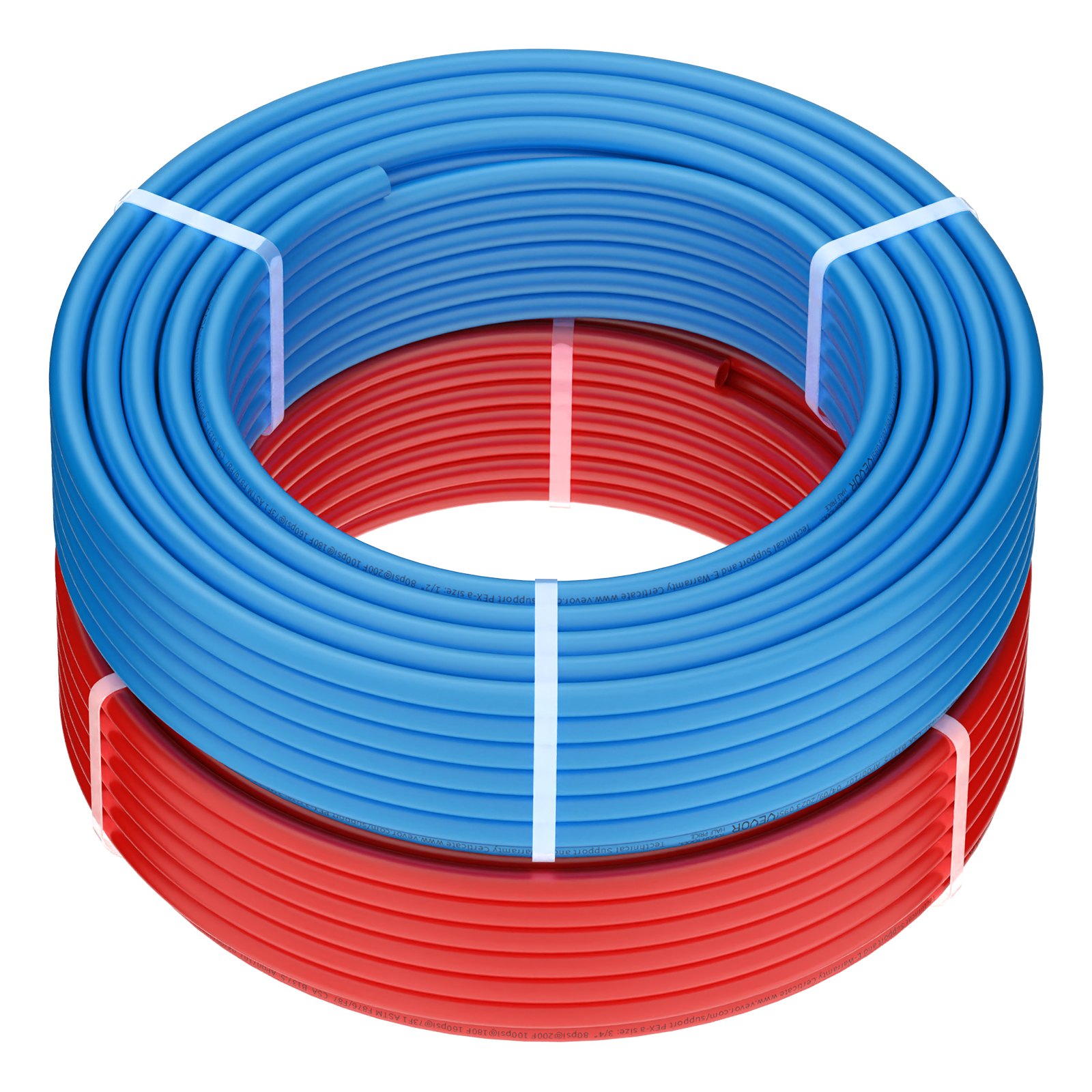 Tubería VEVOR PEX de 1/2 pulgada, 2 x 100 pies de longitud, tubería flexible PEX-A para agua potable, líneas de agua Pex para agua fría/caliente y fácil restauración, aplicaciones de plomería con cortador gratuito, azul y rojo