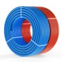 Tubo pex VEVOR, tubo enrollado azul y rojo para sistemas de plomería y calefacción radiante.