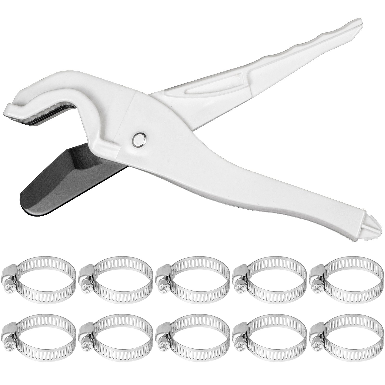 Herramienta de crimpado blanca con abrazaderas de acero inoxidable para instalación de tuberías pex VEVOR.
