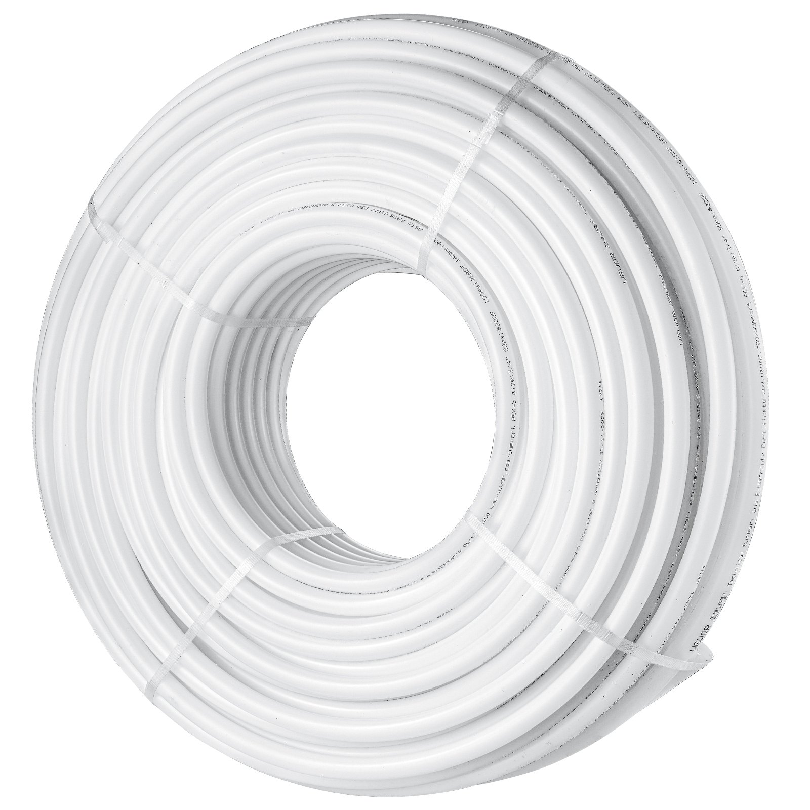 Tubería PEX VEVOR de 3/4 de pulgada y 500 pies de longitud. Tubería flexible PEX-B para agua potable. Líneas de agua PEX para agua caliente/fría de fácil restauración. Aplicaciones de plomería con cortador y abrazaderas gratis. Color blanco.