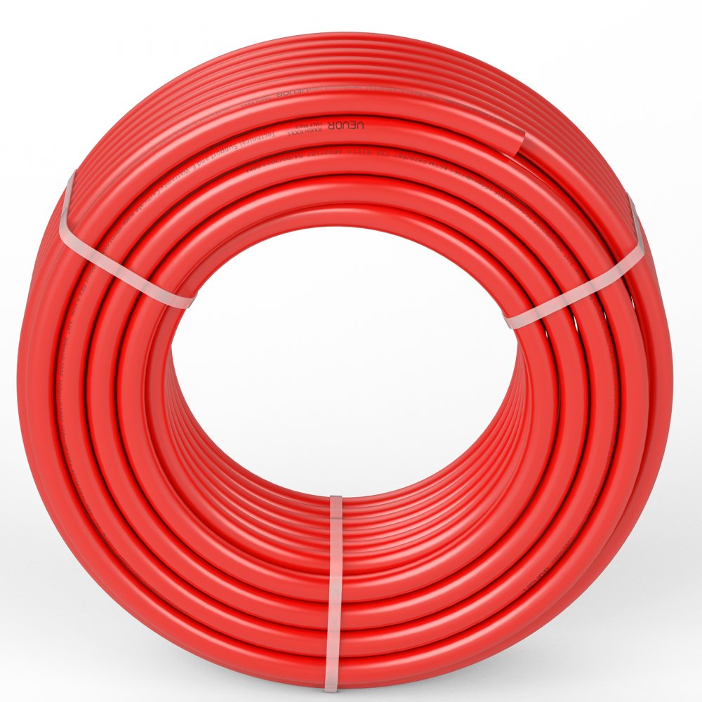 Tubería PEX VEVOR de 3/4 de pulgada y 100 pies de largo. Tubería flexible PEX-B para agua potable. Líneas de agua PEX para agua caliente/fría, fácil de restaurar. Aplicaciones de plomería con cortador y abrazaderas gratis. Color rojo.
