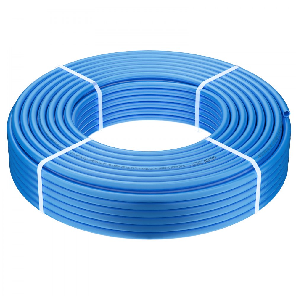 Tubería PEX VEVOR de 1/2 pulgada y 300 pies de longitud. Tubería flexible PEX-B para agua potable. Líneas de agua PEX para agua caliente/fría, fácil de restaurar. Aplicaciones de plomería con cortador y abrazaderas gratis. Azul.