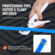 Tubería VEVOR PEX de 1/2 pulgada, 300 pies de longitud, tubería flexible PEX-B para agua potable, líneas de agua Pex para agua fría/caliente y fácil restauración, aplicaciones de plomería con cortador y abrazaderas gratis, azul