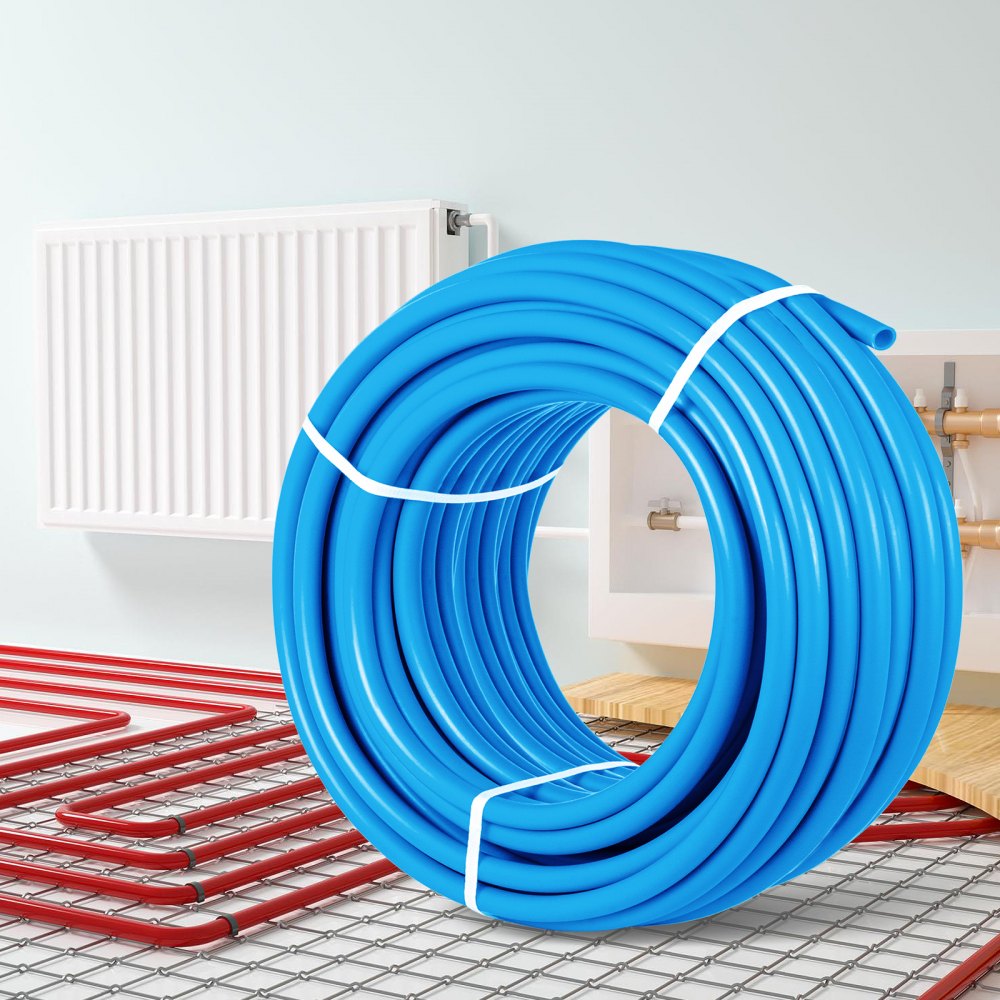 Tubería PEX VEVOR, tubería PEX de 1", manguera PEX flexible de 300 pies, sin barrera de oxígeno, serpentín de tubo PEX, línea de agua PEX de 80-160 psi, tubería PEX azul para plomería de agua fría y caliente, sistema de calefacción radiante de piso de circuito abierto.