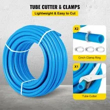 Tubo Pex VEVOR, tubo Pex de 1 pulgada, manguera Pex flexible de 300 pies, sin barrera de oxígeno, bobina de tubo Pex, línea de agua Pex de 80-160 psi, tubería Pex azul para agua caliente y fría, fontanería, sistema de calefacción de suelo radiante de bucle abierto