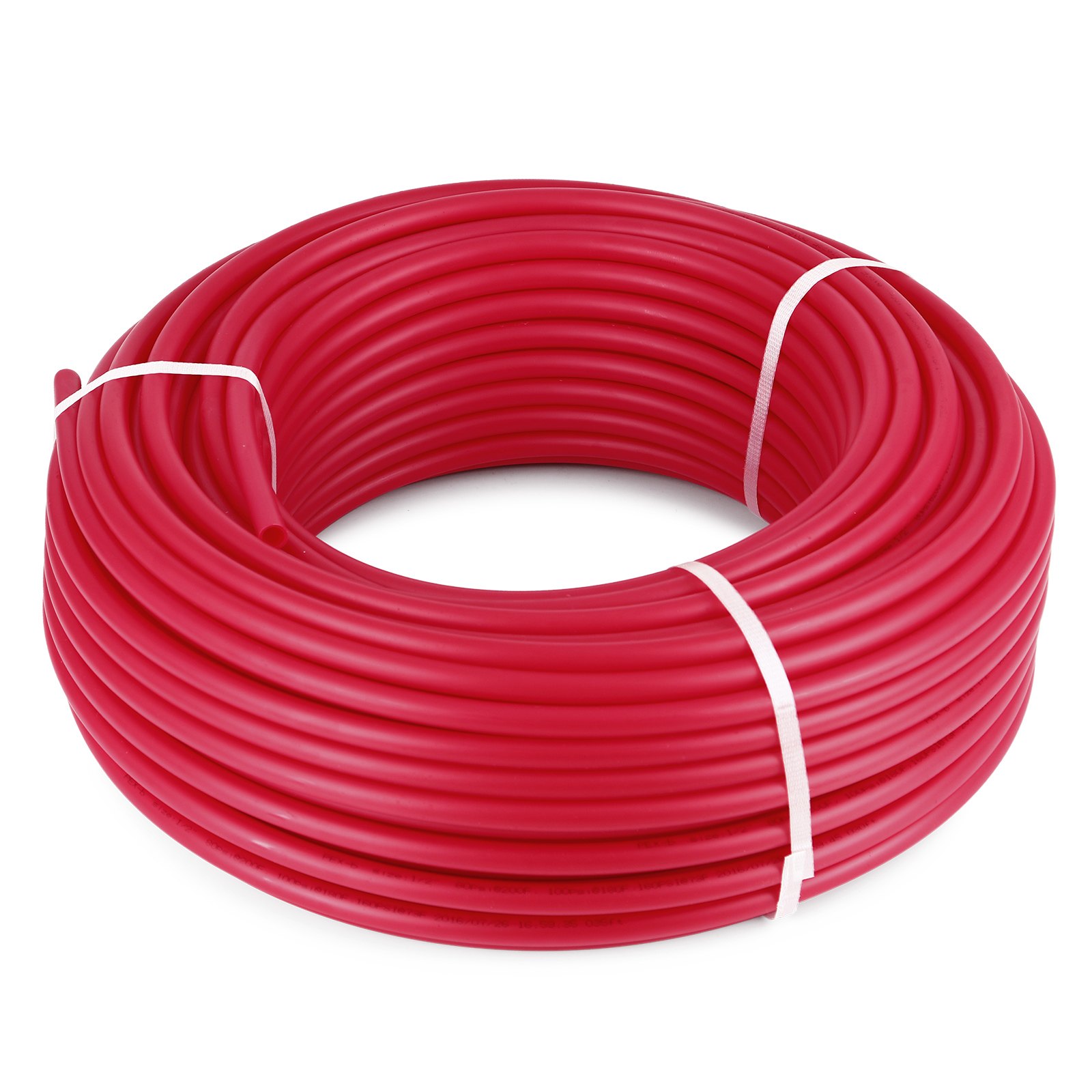 Bobina de tubo pex rojo VEVOR atada con correas blancas