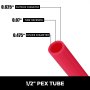 Tubo PEX de barrera de oxígeno VEVOR - Bobina de tubo de 1/2 pulgada x 500 pies - Tubo EVOH PEX-B para tubería Pex de calefacción de piso radiante comercial residencial (barrera O2 de 1/2 pulgada, 500 pies/rojo)
