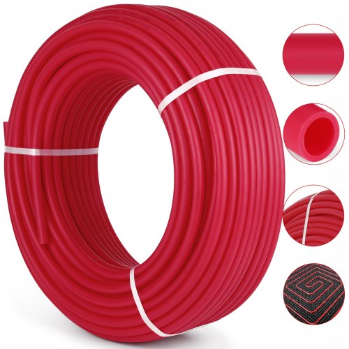 Tubo PEX de barrera de oxígeno VEVOR - Bobina de tubo de 1/2 pulgada x 900 pies - Tubo EVOH PEX-B para tubería Pex de calefacción de piso radiante comercial residencial (barrera O2 de 1/2 pulgada, 900 pies/rojo)