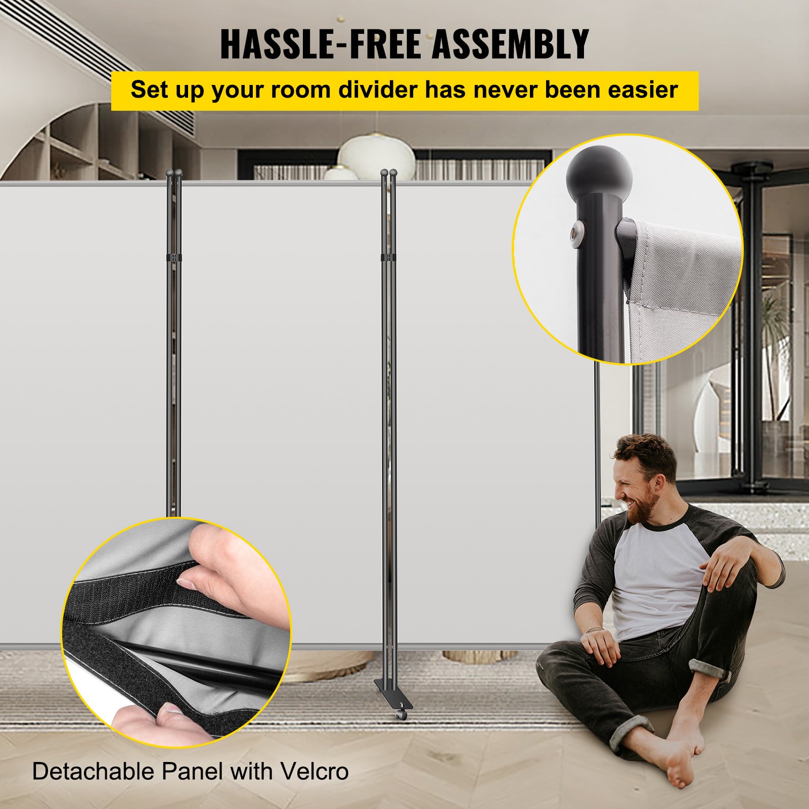 VEVOR Separador de Ambientes 3 Paneles Pantalla de Privacidad Plegable de Gris