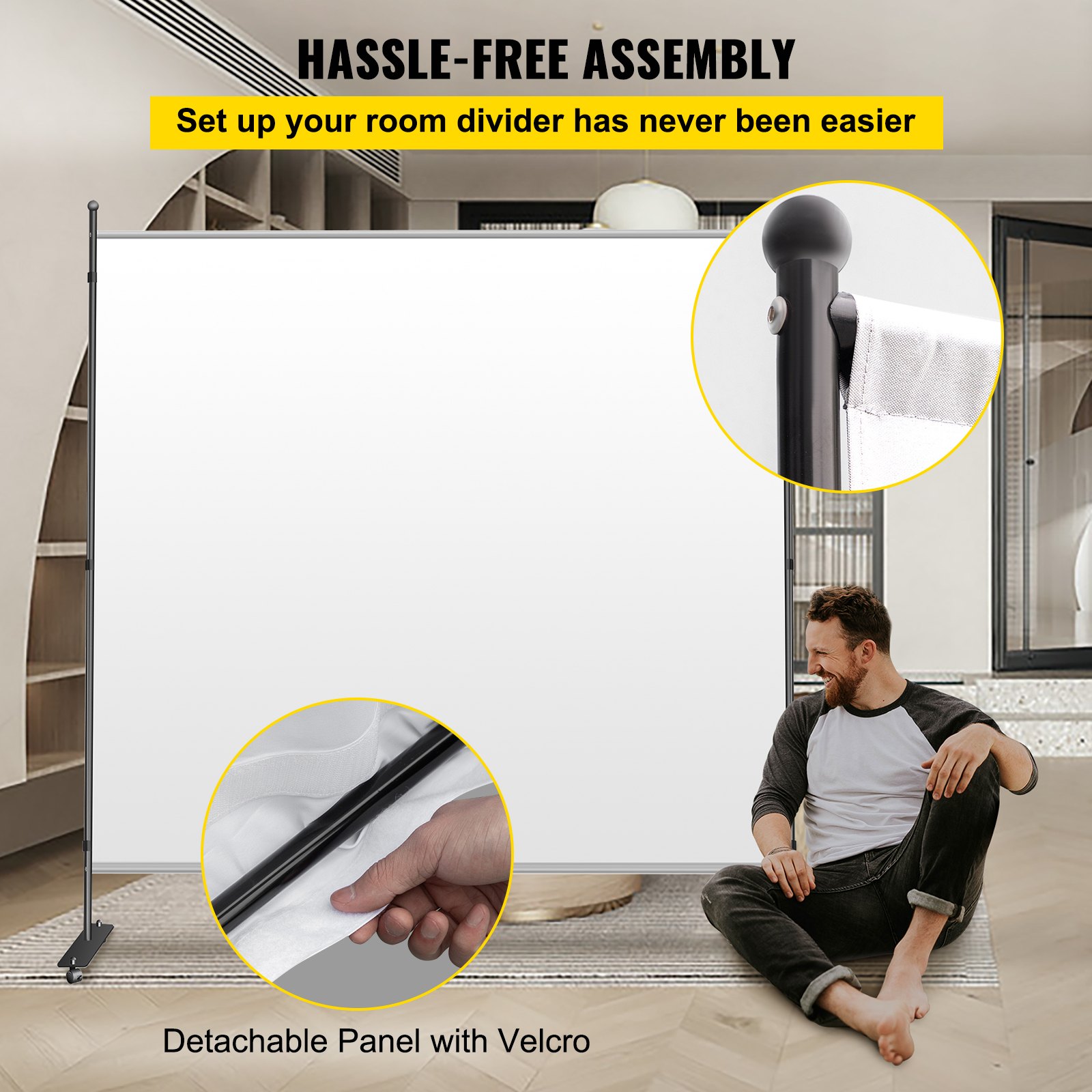 Tuspuzz Separador de Ambientes 1 Panel Pantalla de Privacidad Plegable Blanco