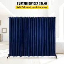 VEVOR Kit de divisor de habitación, 8 pies x 10 pies, soporte divisor de cortina con 4 ruedas rodantes, marco de aleación de aluminio, cortina opaca y bolsa Oxford portátil incluida, divisor de habitación expandible para oficina (azul marino)
