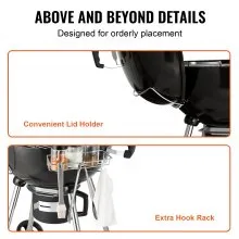VEVOR Parrilla de carbón hervidor de 22 pulgadas, parrilla premium con ruedas, rejilla y cubierta, tapa esmaltada de porcelana y brasero con termómetro deslizable para recoger cenizas para barbacoa, camping, picnic, patio y patio trasero