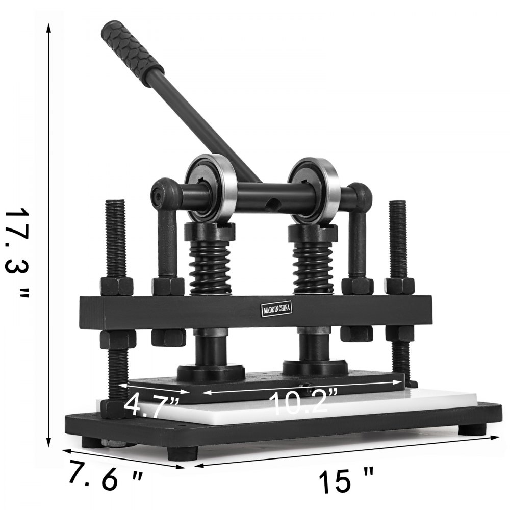 Máquina cortadora de cuero VEVOR Máquina de estampado de cuero con doble eje de guía con placa superior de 260x120 mm Troqueladora de cuero de 10 mm máx. Adecuada para papel fotográfico Hoja de PVC / EVA