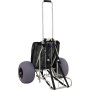 Carrito de playa VEVOR con grandes ruedas grises y bolsa de malla negra, ideal para transportar artículos de playa.