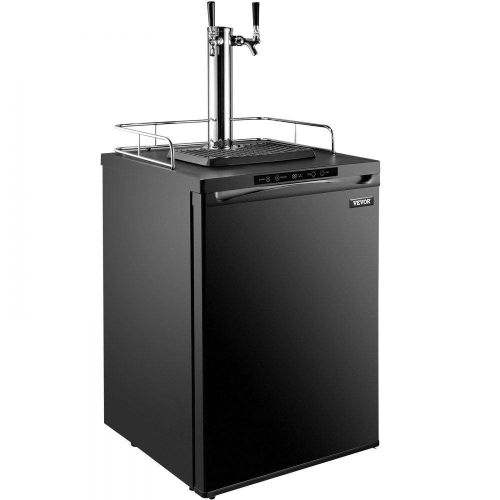 Tuspuzz, dispensador de cerveza Kegerator de tamaño completo, nevera negra , grifos dobles