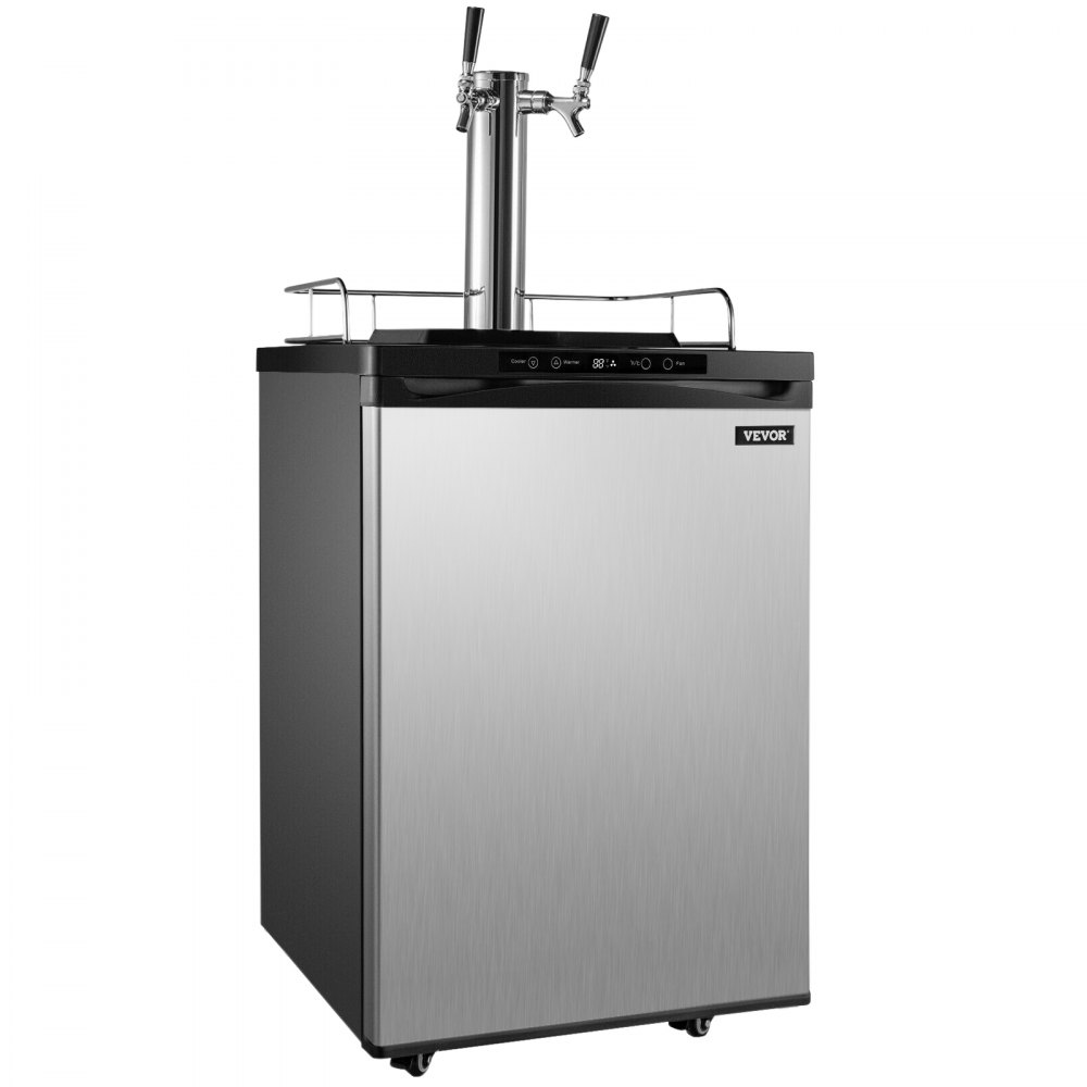 VEVOR, dispensador de cerveza Kegerator de tamaño completo, refrigerador gris, doble grifo s